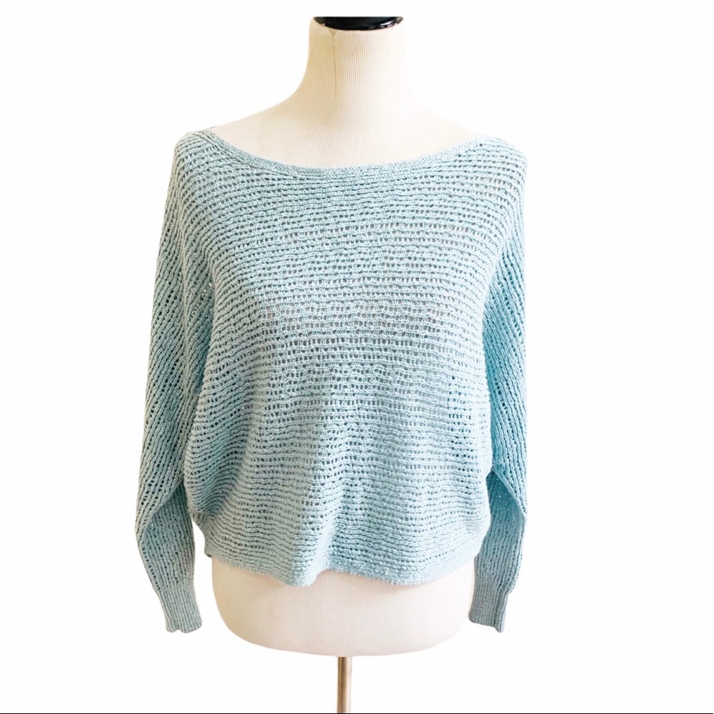 Billabong Crochet Knit Sweater Blue Lagoon Size M